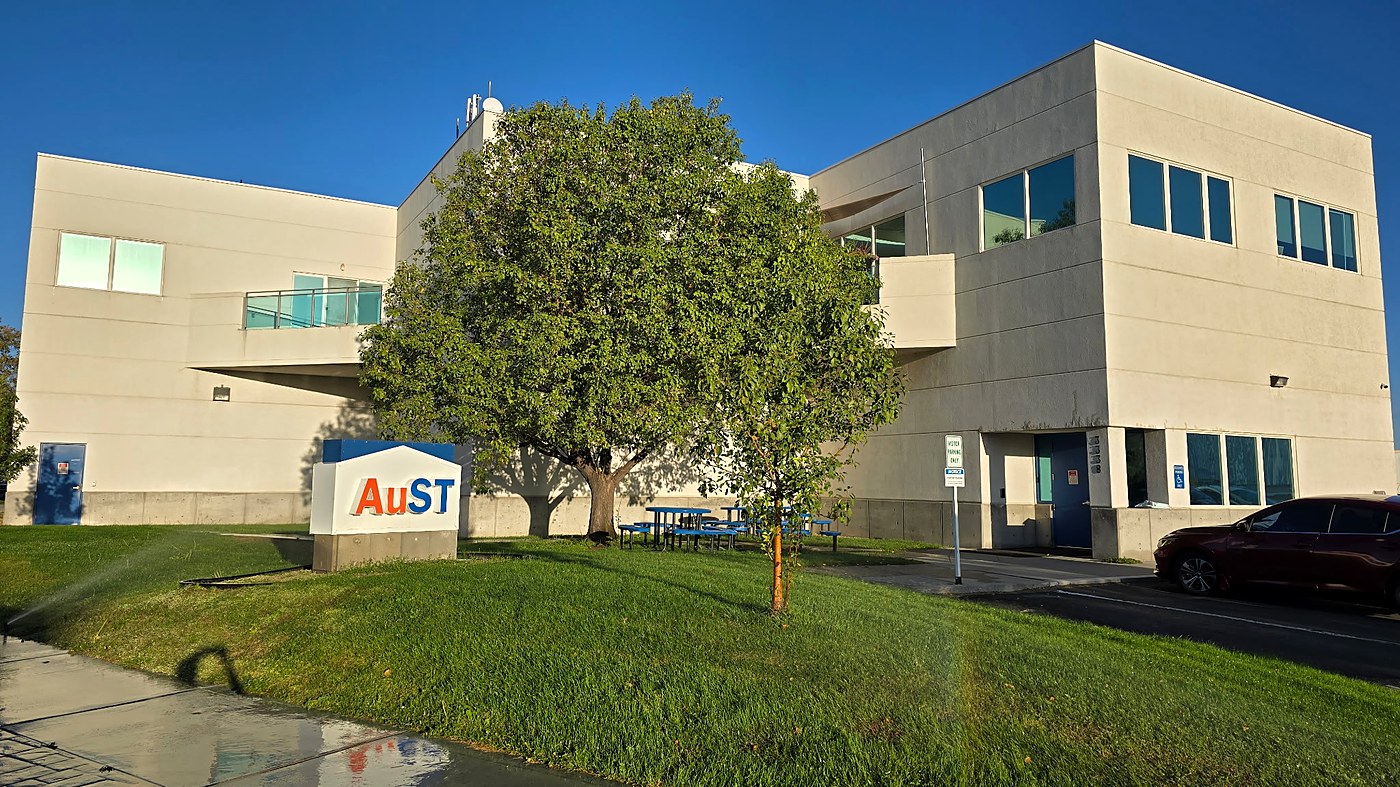 AuST building entrance and monument sign