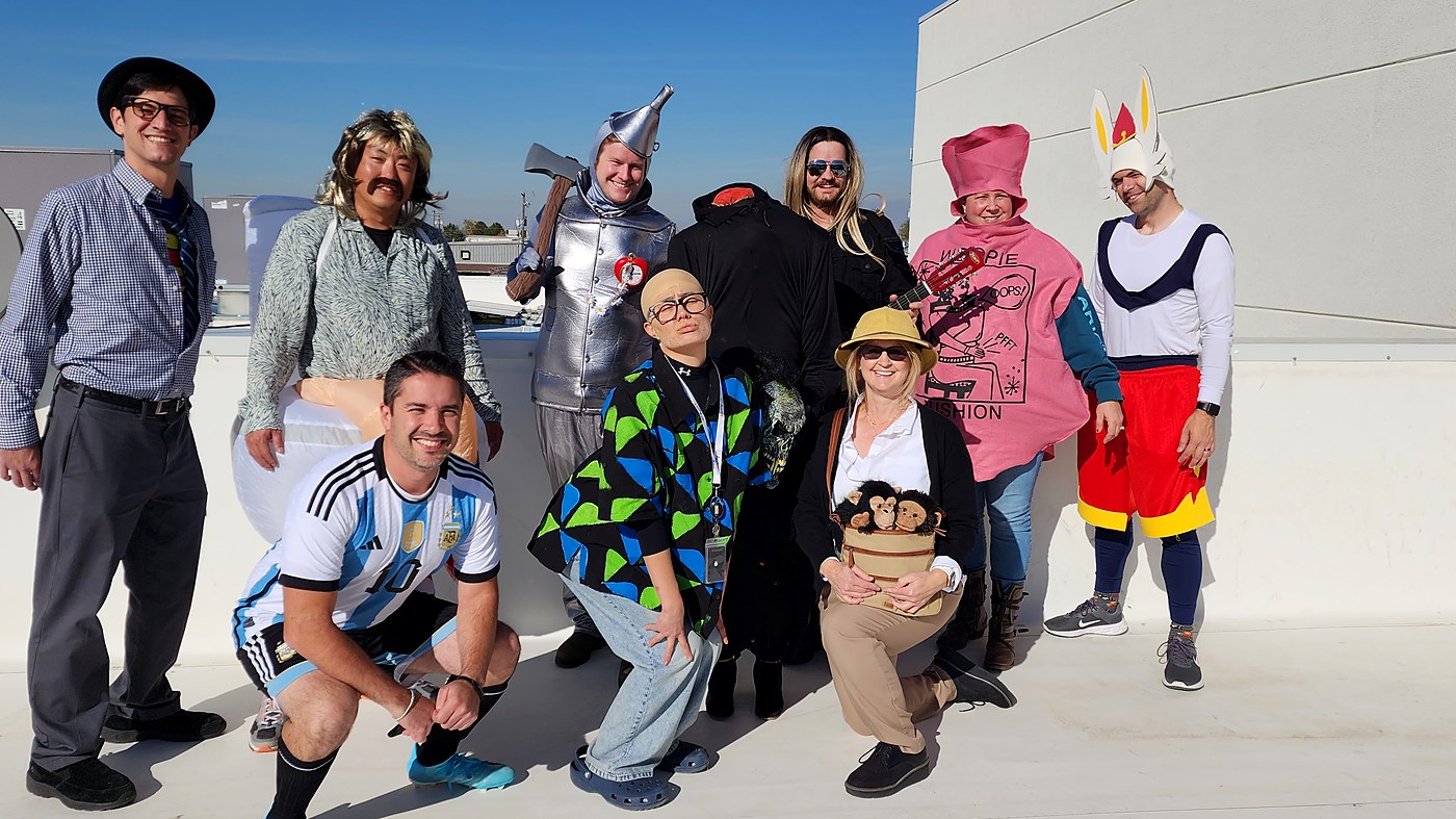 Halloween costume day on the rooftop