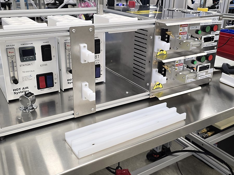 Hot air forming station